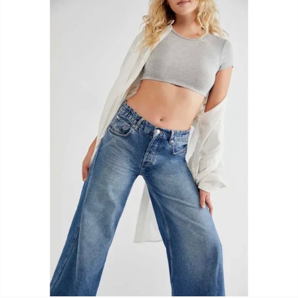 Free People Lovefool Low Rise Jeans Wide Leg - Picture 2 of 16